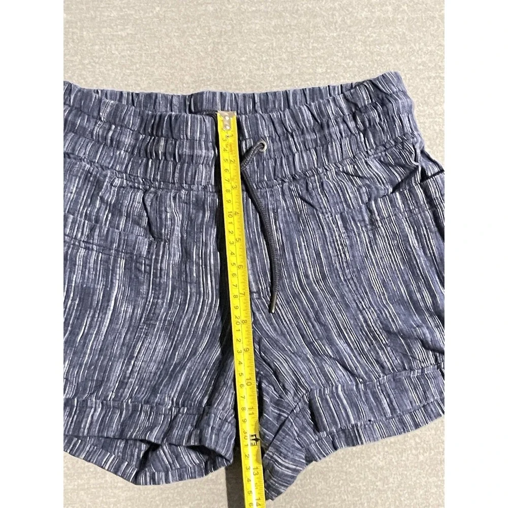 Athleta Blue Drawstring Lounge Shorts Womens Size 2 Linen Blend Casual Coastal